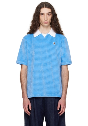 Casablanca Blue Velour Stripe Polo