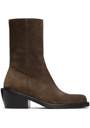 Dries Van Noten Brown Zip Boots