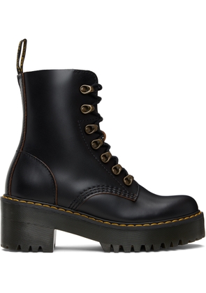 Dr. Martens Black Leona Vintage Smooth Leather Heeled Boots