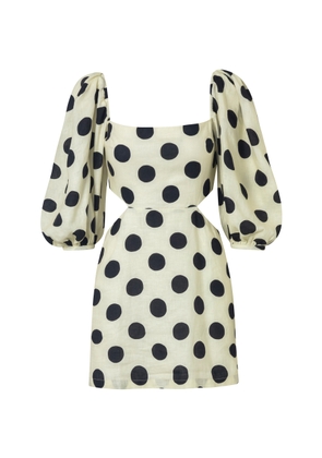 Cala de la Cruz Guapi Pola-Dot Linen Mini Dress - Moda Operandi