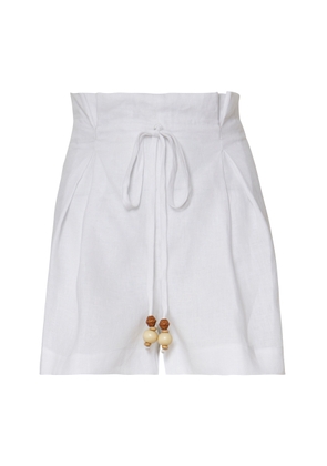 Andres Otalora Olivo High-Waisted Linen Mini Shorts - Moda Operandi