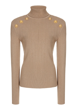Balmain Button-Trimmed Knit Turtleneck Sweater - Moda Operandi