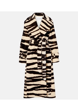 Nina Ricci Zebra-print cotton velvet wrap coat