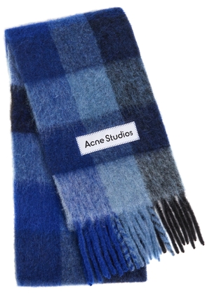 Acne Studios Vally Checked Wool-blend Scarf - Navy - One Size