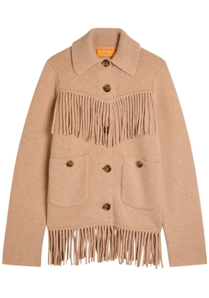 Guest In Residence Western Fringe Wool-blend Cardigan - Nude - L (UK14 / L)