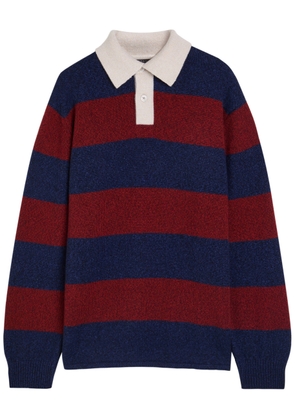 Begg X CO Hooped Striped Cashmere Polo Jumper - Navy - XL