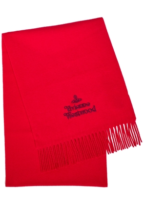 Vivienne Westwood Logo-embroidered Wool Scarf - Red - One Size
