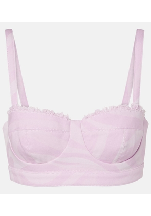 Pucci Marmo distressed denim bra top