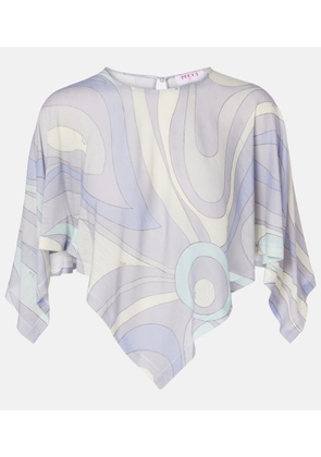 Pucci Orchidee asymmetric wool-blend crop top