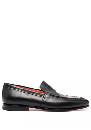 Santoni almond-toe leather loafers - Black