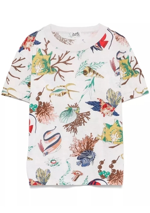 Hermès Pre-Owned cowrie-shell-print T-shirt - Neutrals