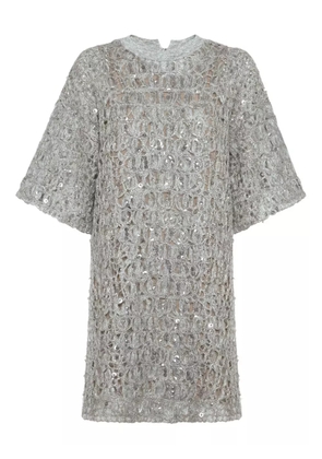 Brunello Cucinelli sequinned embroidered mini dress - Grey
