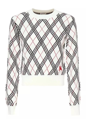 Burberry diamond-pattern ribbed-trim sweater - White