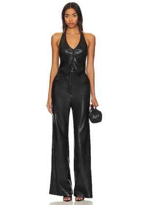 Amanda Uprichard X Revolve Isadore Faux Leather Jumpsuit in Black. Size S. Also in L, M.