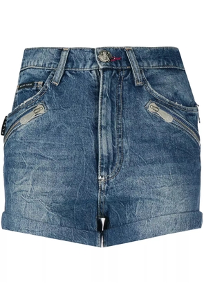 Philipp Plein multi-pocket denim shorts - Blue