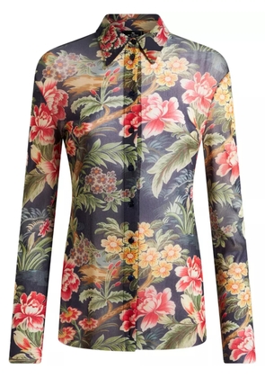 ETRO printed tulle shirt - Black