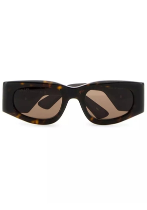 Gucci Eyewear tortoiseshell-effect rectangular-frame sunglasses - Brown
