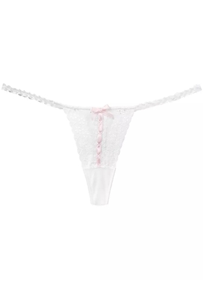 Folies By Renaud Antoinette floral embroidered thong - White