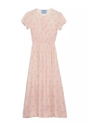 Prada floral pongé midi dress - Pink