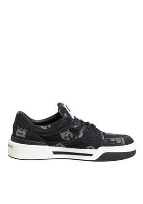 Dolce & Gabbana Blue Cotton Denim Logo Low Top Sneakers Shoes - EU44/US11