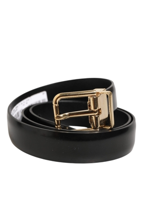 Dolce & Gabbana Black Classic Leather Gold-Tone Buckle Belt - 80 cm / 32 Inches