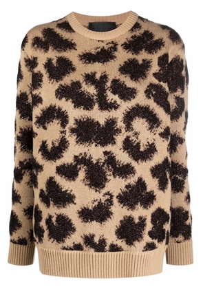 Philipp Plein long-sleeved lurex leopard jumper - Brown