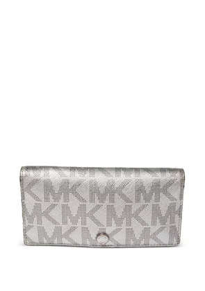 Michael Kors Vintage logo-printed metallic wallet - Silver