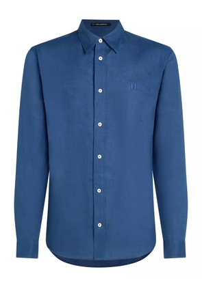 Karl Lagerfeld monogram-embroidered linen shirt - Blue