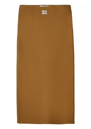 Miu Miu rubberized-logo midi skirt - Green