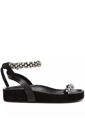 ISABEL MARANT Mellan crystal-embellished suede sandals - Black