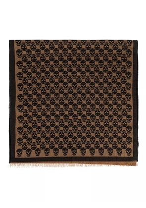 Alexander McQueen skull-print scarf - Brown