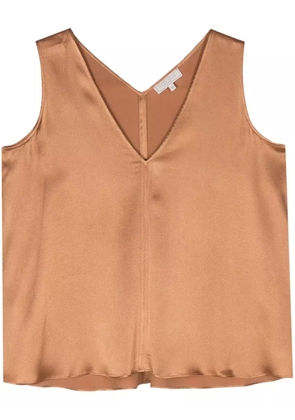 Antonelli V-neck satin top - Brown