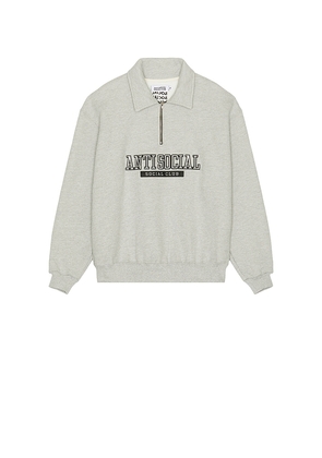 Anti Social Social Club Felt The Same Applique Quarter Zip in Light Grey. Size S. Also in L, M, XL/1X.