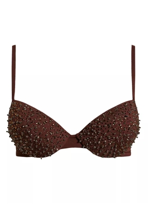 TWINSET embroidered push-up bikini top - Brown