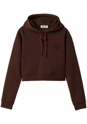 Miu Miu cotton fleece hoodie - Brown