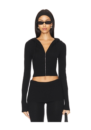 Frankies Bikinis Aimee Cloud Knit Hoodie in Black. Size S. Also in M, XXS.