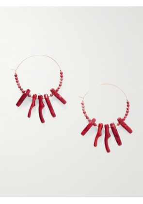Isabel Marant - Jolana Gold-tone Jasper And Bone Hoop Earrings - Red - One size