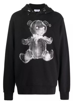 Philipp Plein teddy print cotton hoodie - Black