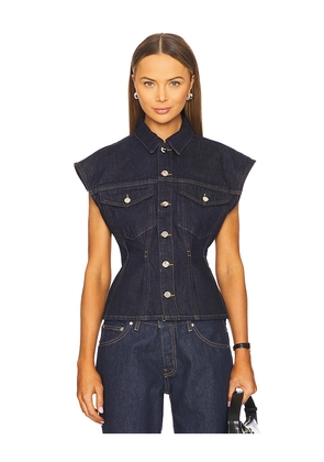 FRAME Nipped Vest in Blue. Size XS. Also in L, S.