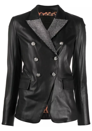 Philipp Plein crystal-embellished double-breasted jacket - Black