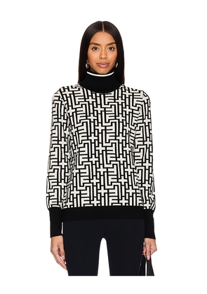 Bogner Fire + Ice Maira Knitted Pullover Top in Black,White. Size L. Also in XL, XS.