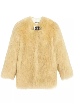 Apparis Petra buckle-fastening faux-fur coat - Neutrals