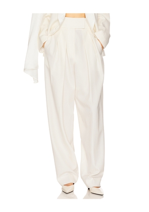 Helsa High Waist Pleated Suit Trouser in Wool in Cream. Size XS. Also in M, XL, XXS.