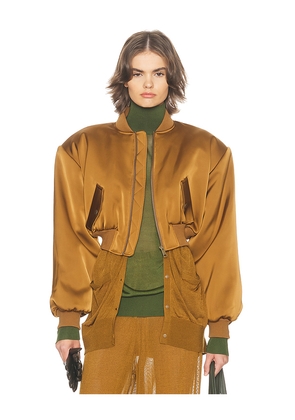 Helsa The Satin Puff Bomber in Mustard. Size XS. Also in M, S, XL, XXS.