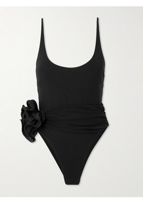 Magda Butrym - Appliquéd Ruched Swimsuit - Black - FR 32,FR 34,FR 36,FR 38,FR 40