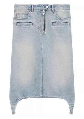 Courrèges suspenders denim midi-skirt - Blue