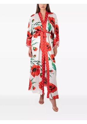 Mazzei poppy-print belted maxi dress - White