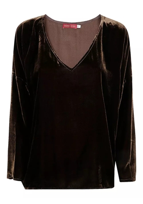 Bianco Levrin velvet V-neck top - Brown