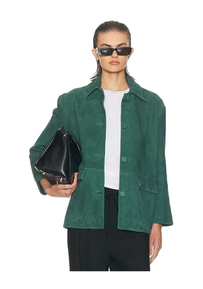 Helsa The Schoolhouse Jacket in Suede in Green. Size XS. Also in L, M, S, XL, XXS.