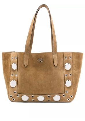 Valentino Garavani large Nellcôte eyelet-embellished tote bag - Neutrals